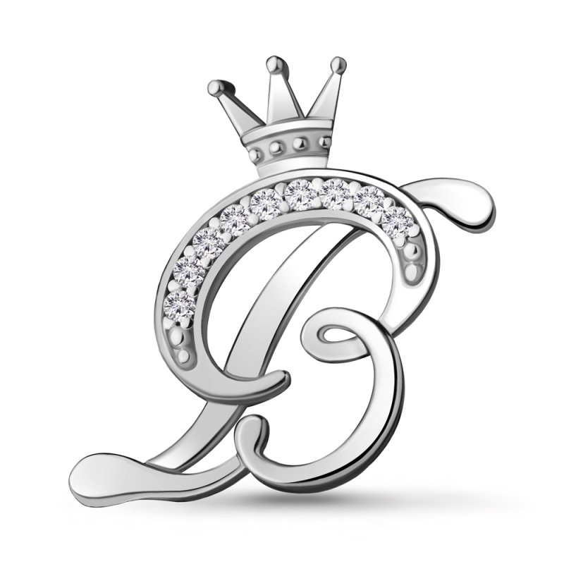 Брошь буква с короной