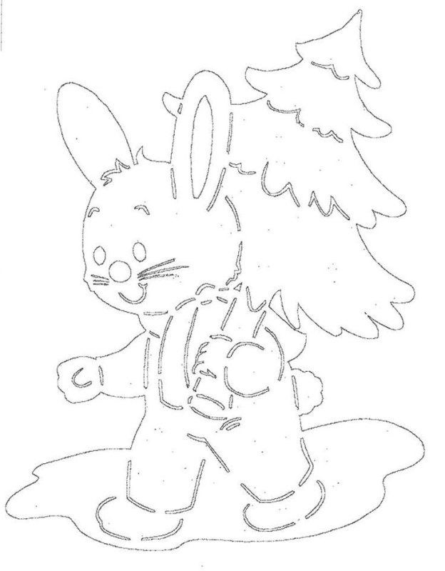 Новогодний заяц трафарет