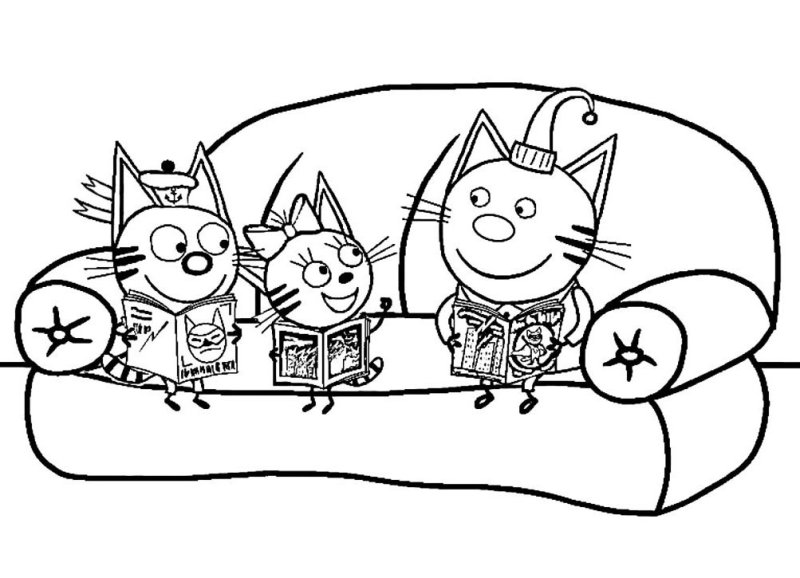 Раскраски для детей 3 кота