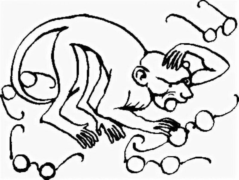 Крылов мартышка и очки раскраска