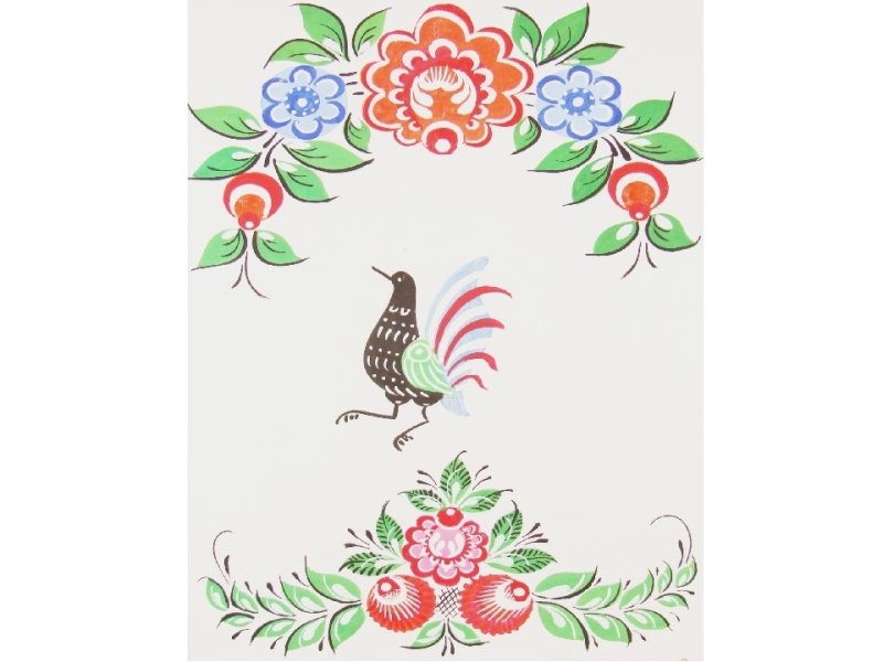 Набросок орнамента в стиле Городецкой росписи