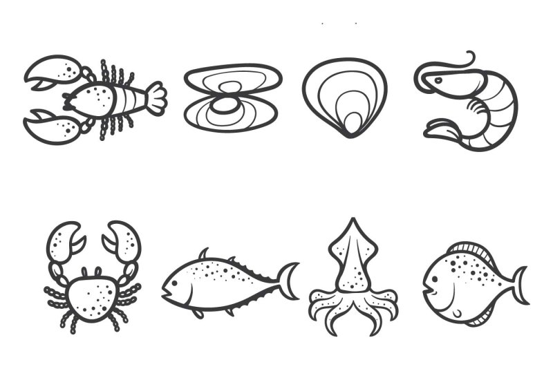 Морепродукты трафарет