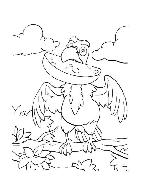 Ворона и лиса раскраска