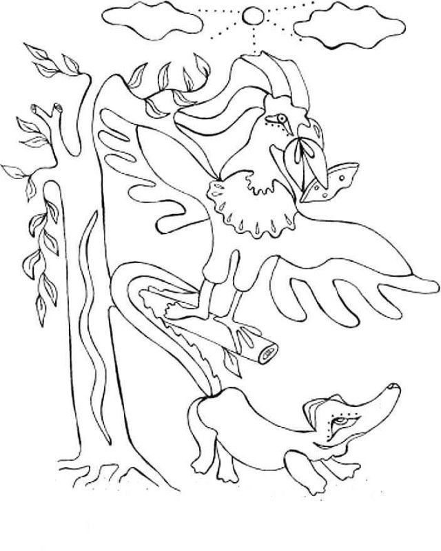 Ворона и лиса раскраска