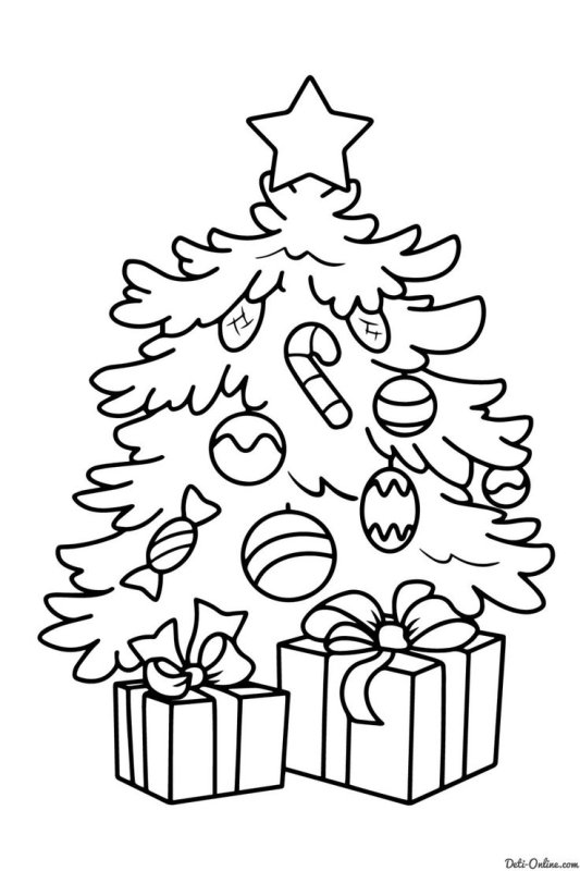 Елка раскраска для детей