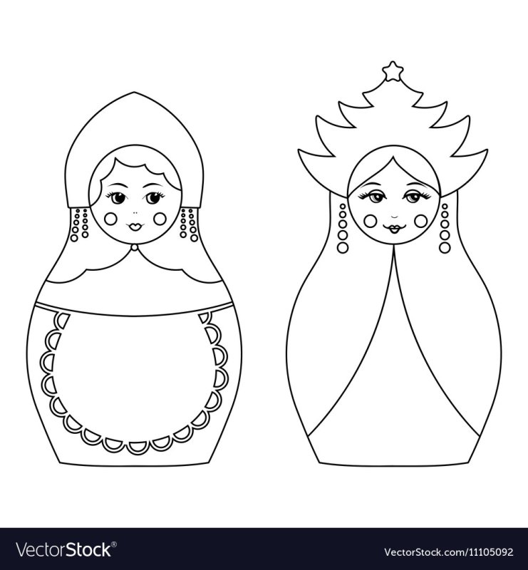 Раскраска "русская Матрешка"