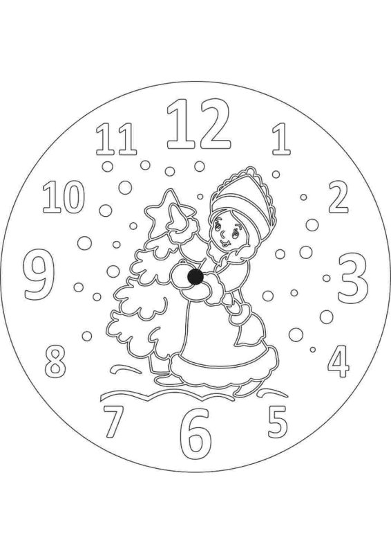 Новогодние часы для раскрашивания
