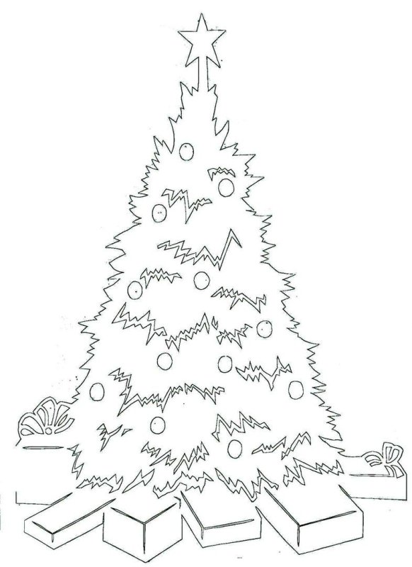 Вытынанки на окна новогодние елка