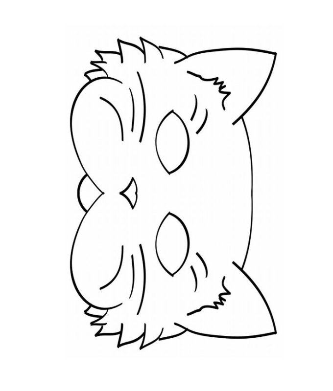 Маска котика раскраска