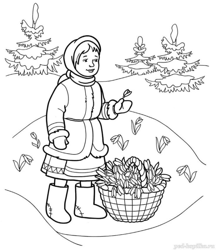 Раскраска к сказке 12 месяцев Маршак