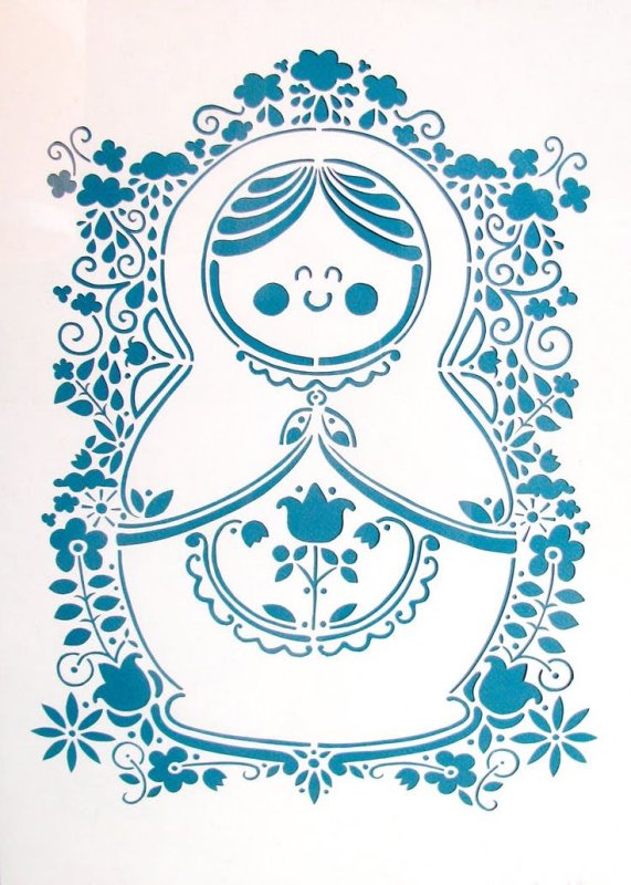 Матрешка трафарет