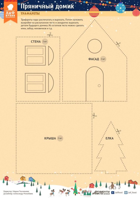 Маленький Пряничный домик трафарет