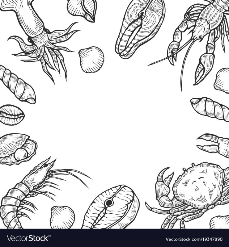 Морепродукты трафарет