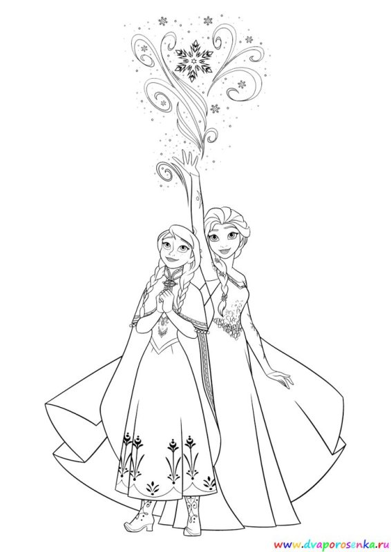 Раскраски для девочек Elsa Anna