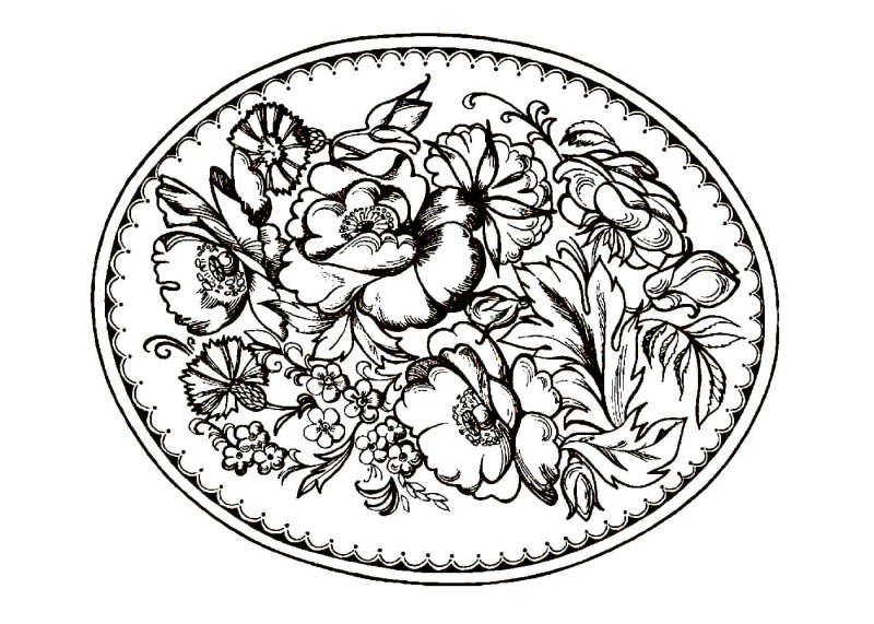 Расписной Жостовский поднос эскиз