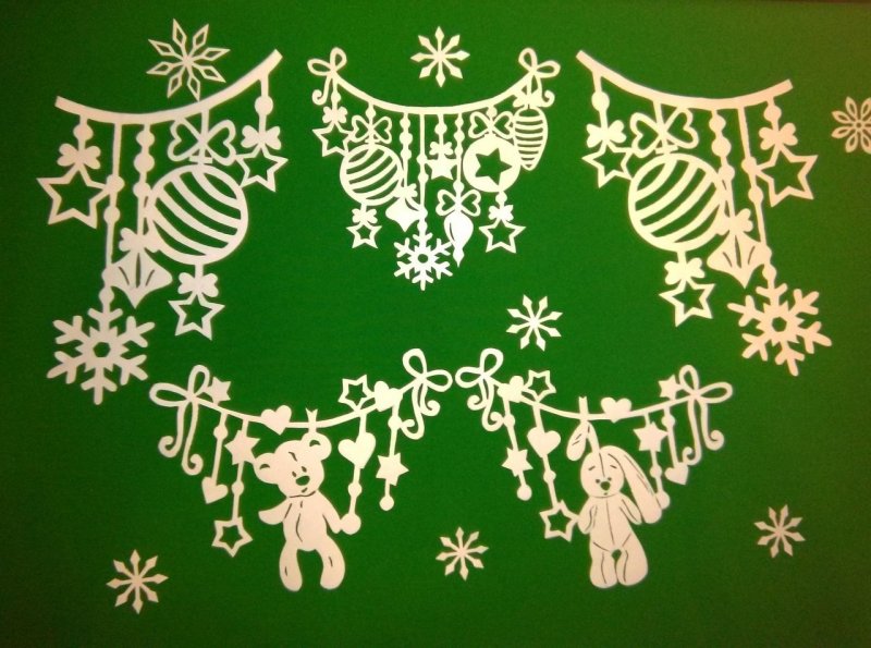 Вытынанка гирлянда на новый год