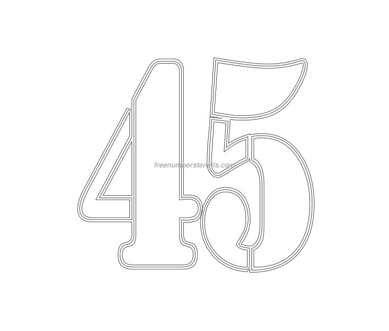 Цифра 45 трафарет
