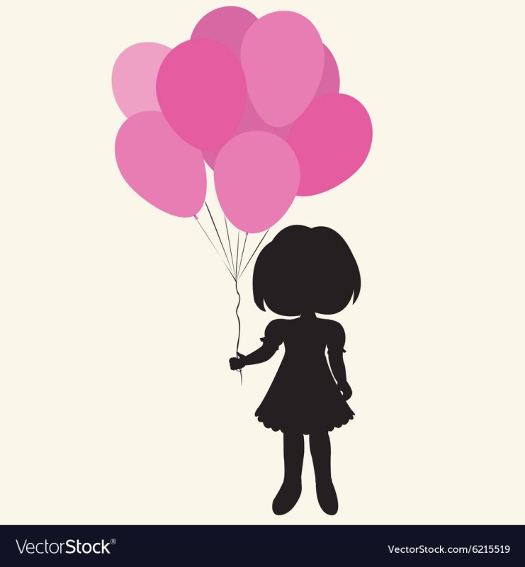 Девочка с воздушными шарами силуэт
