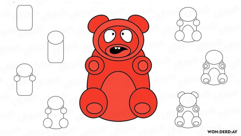 Мармеладный мишка Валера раскраска