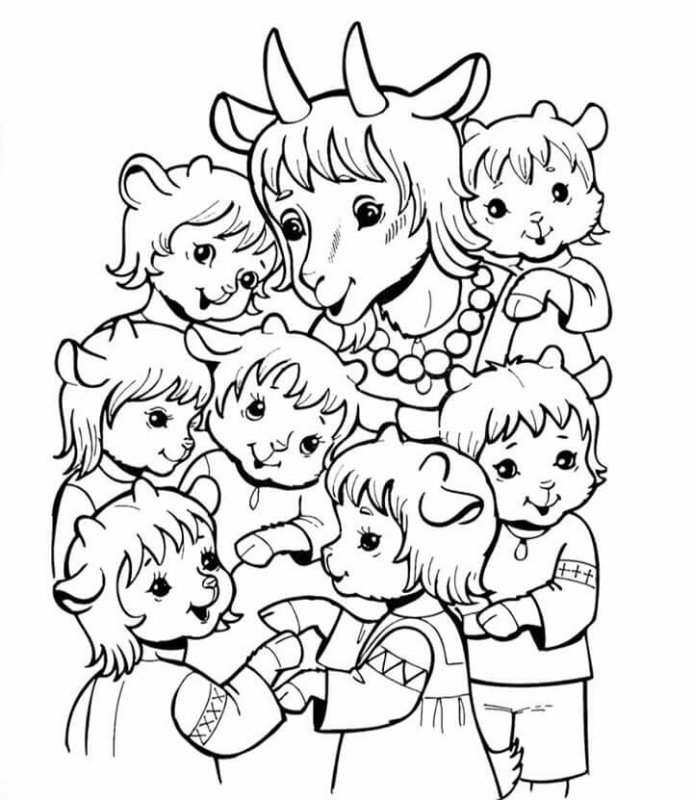 Волк и семеро козлят раскраска для малышей