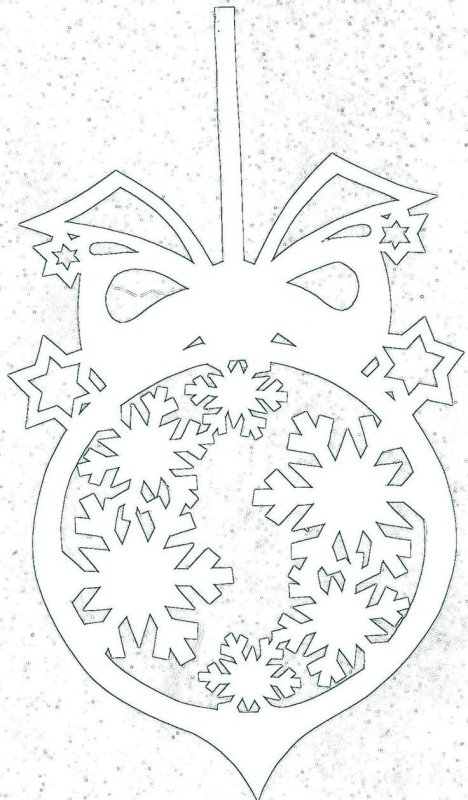 Вырезки на окна новогодние шары