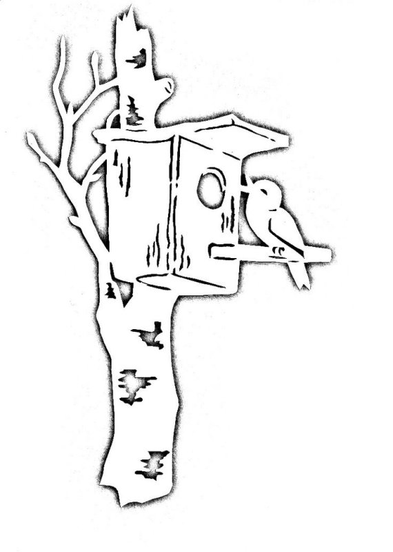 Вытынанка скворечник на дереве