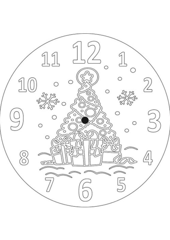 Новогодние часы для раскрашивания