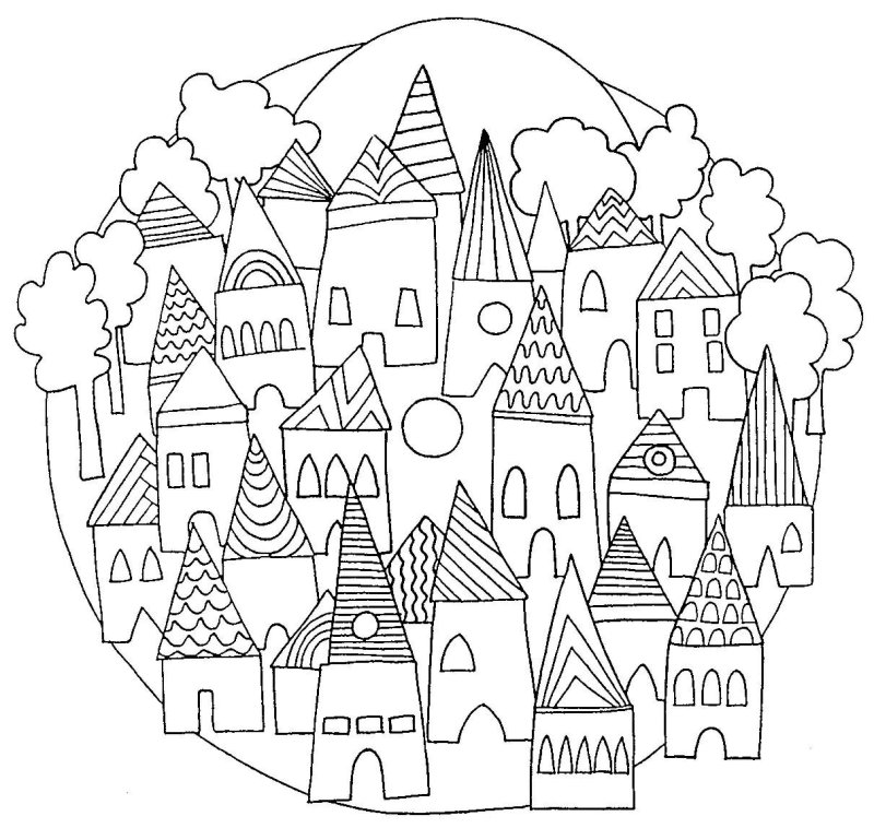 Раскраски антистресс домики