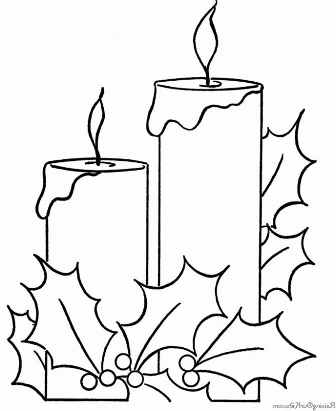 Новогодняя свеча раскраска