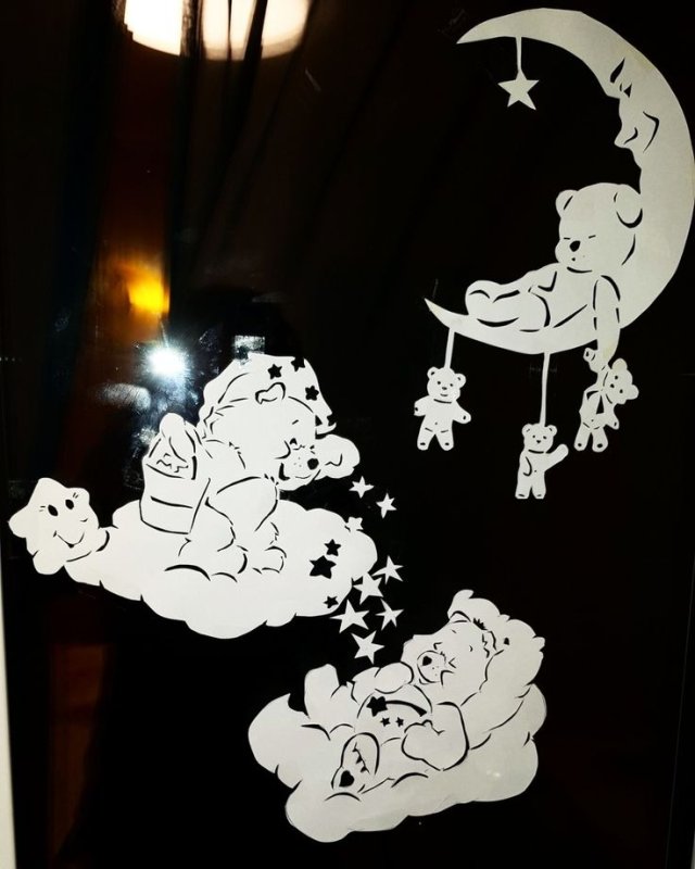 Вытынанки на окна Гномы новогодние