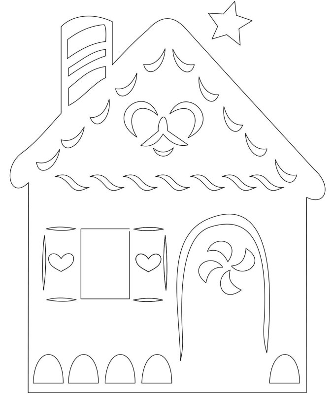 Вытынанка новогодний домик