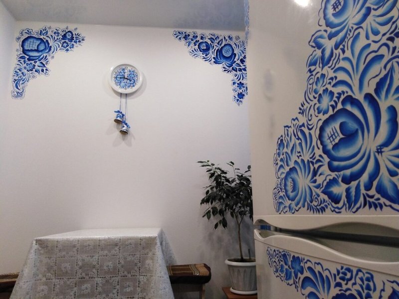 Кухня в стиле Гжель