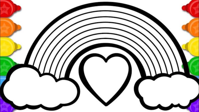 Радуга контурный рисунок