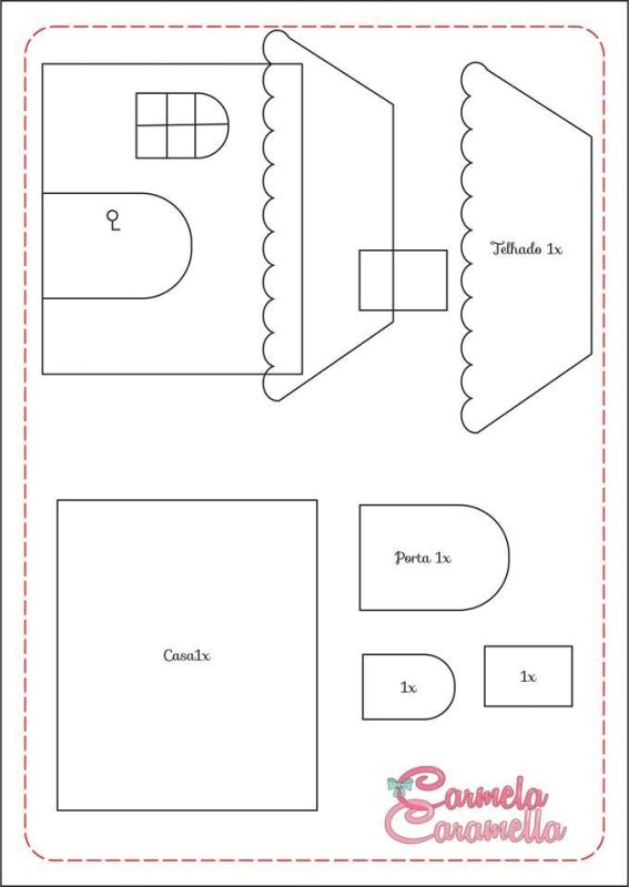 Домик из фетра трафарет