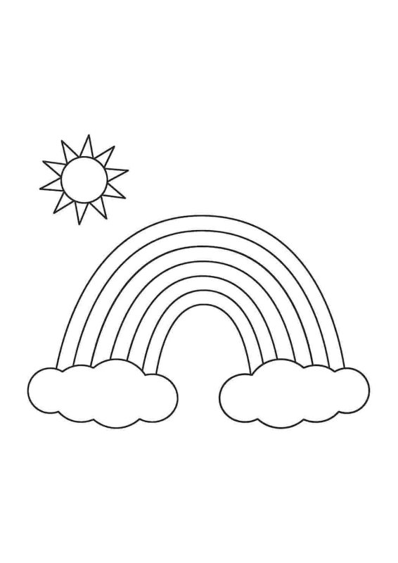 Раскраска Радуга с облаками