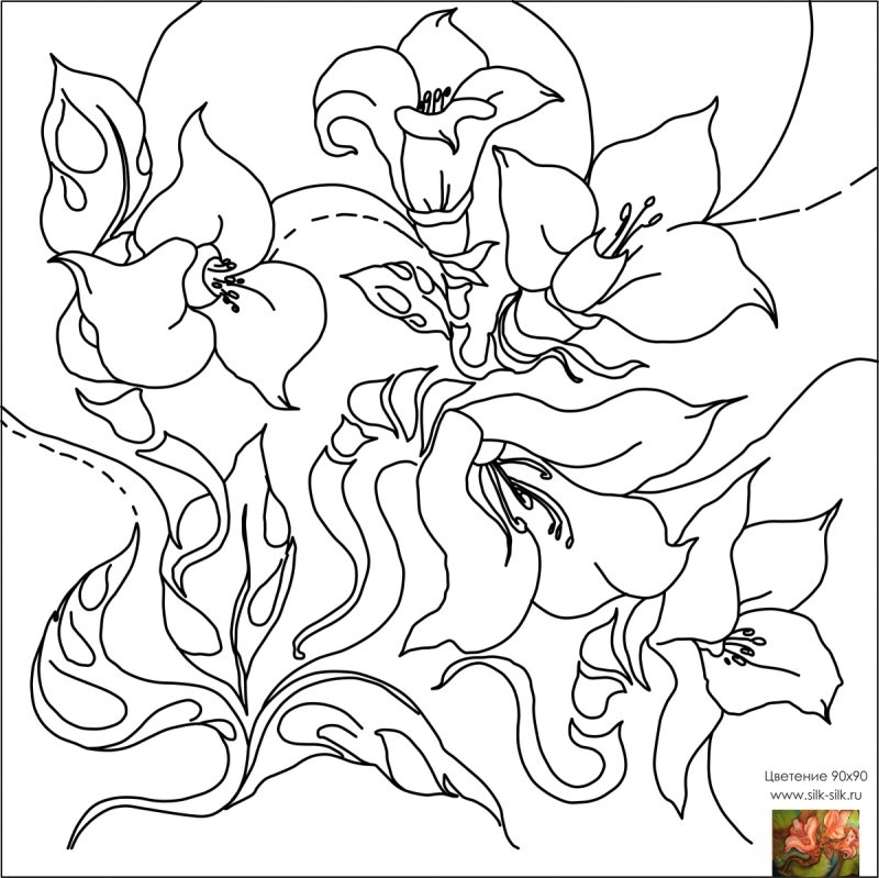 Эскизы для батика цветы