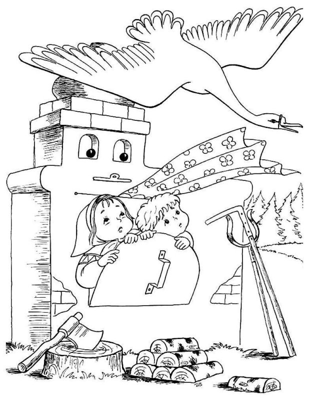 Герои сказки гуси лебеди раскраска