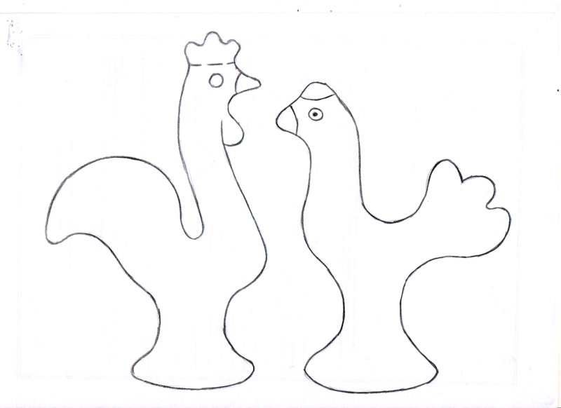 Филимоновская игрушка петух контур