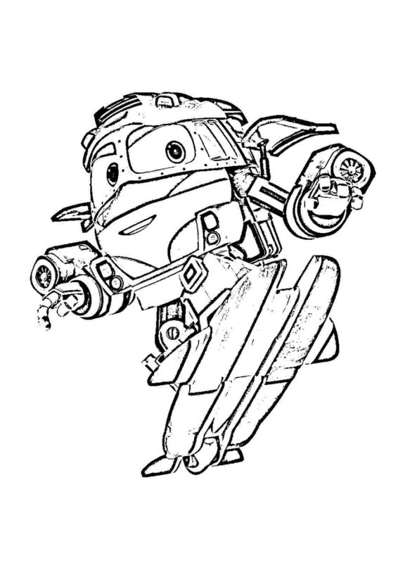 Роботы поезда раскраска Дюк