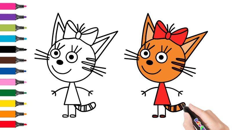 Карамелька три кота раскраска