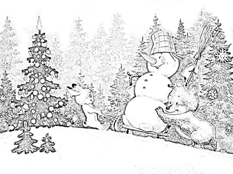 Советские раскраски новый год