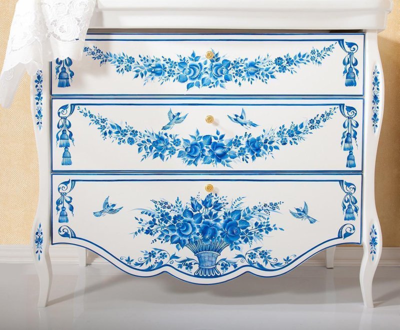 Гжель роспись мебели