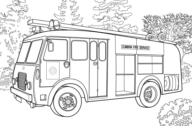 Раскраски машинки для малышей пожарная