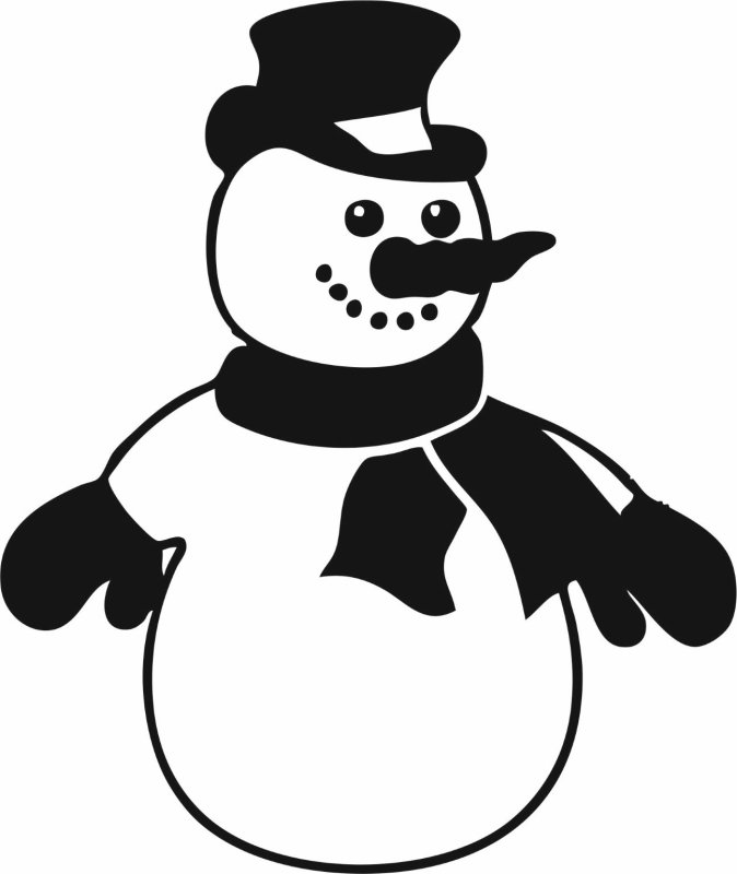 Снеговик трафарет для вырезания
