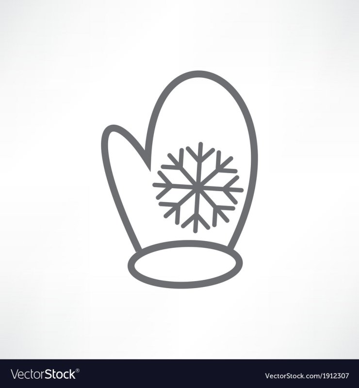 Шаблон варежки со снежинкой