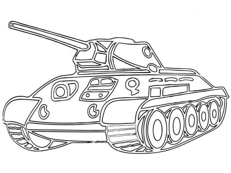 Раскраска танк т34 Военная техника