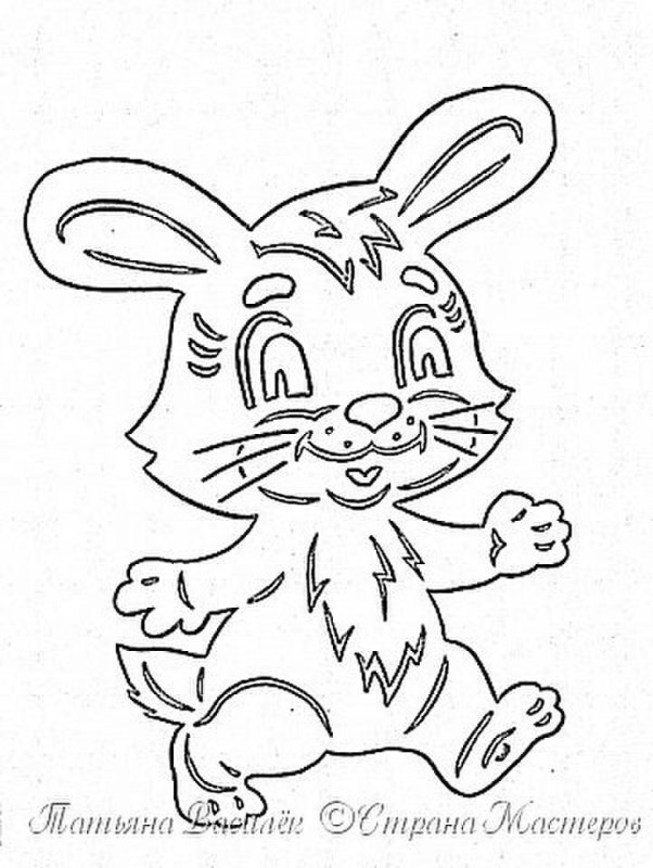 Зайка трафарет на окно