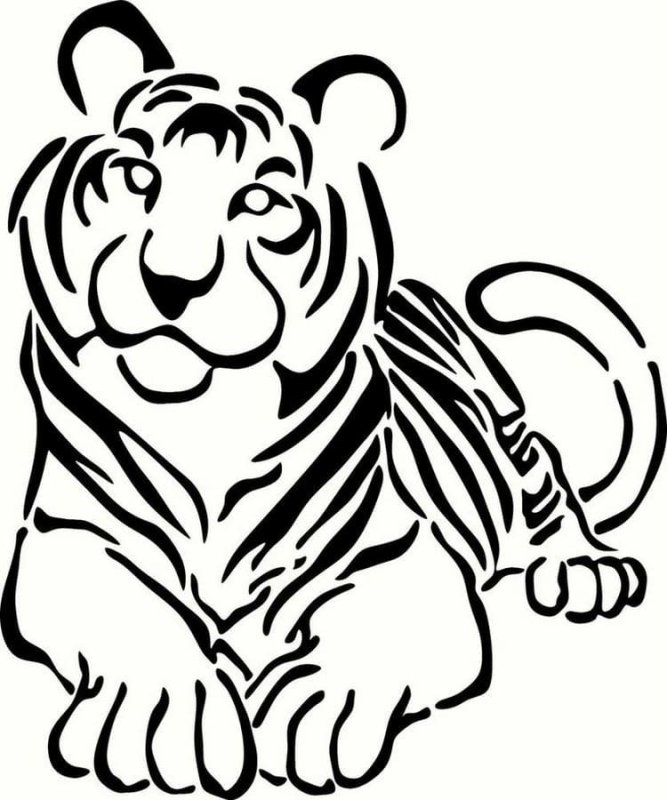 Тигр трафарет
