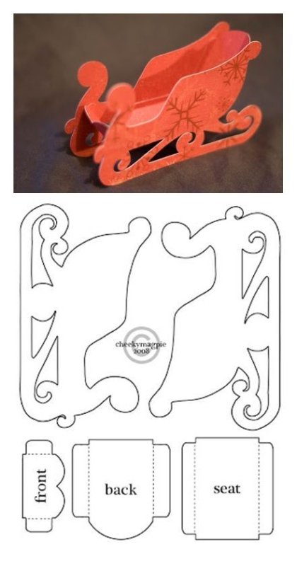 Шаблон саней из картона