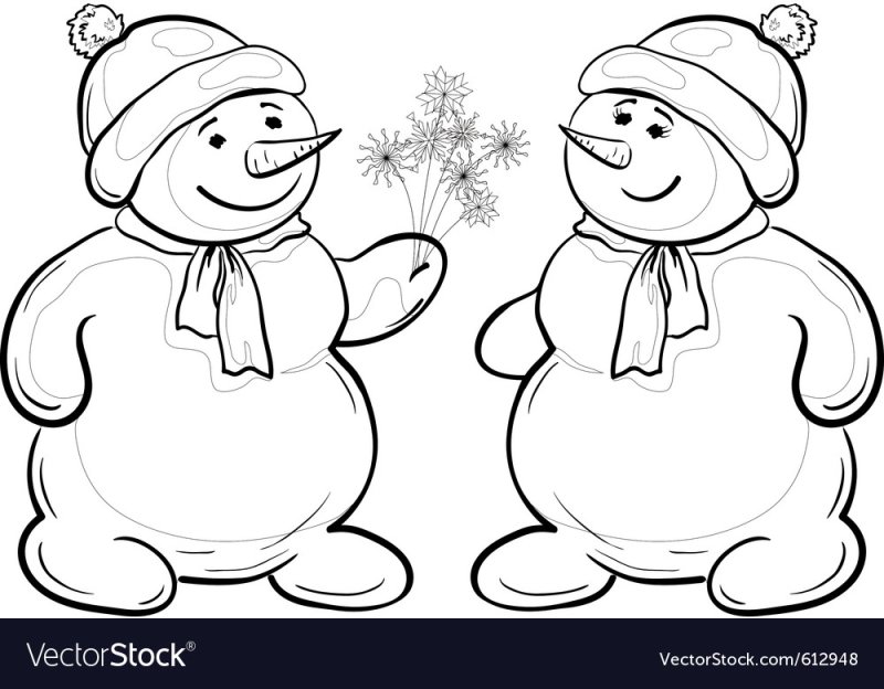 Раскраска Снеговик для детей 3 лет